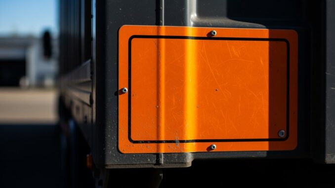 orangefarbenes Warnschild Logistik
