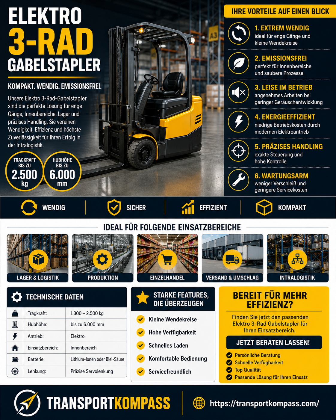 Elektro 3-Rad Gabelstapler einfach erklärt Definition